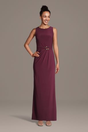 Picture of High Neck Sheath Dress with Side Draping