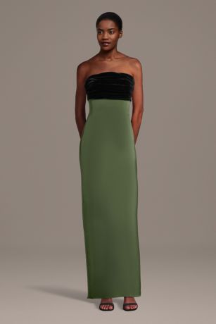 Picture of Strapless Velvet and Charmeuse Sheath Dress