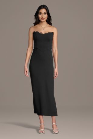 Picture of Crepe Sheath with Lace-Trimmed Sculpted Neckline