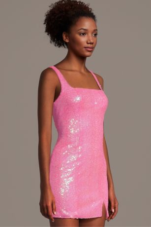 Picture of Sequin Square Neck Iridescent Mini Dress