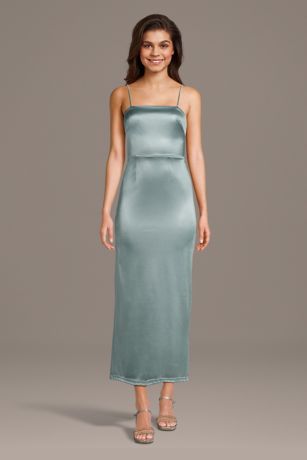 Picture of Square Neck Sculpting Satin Midi Dress