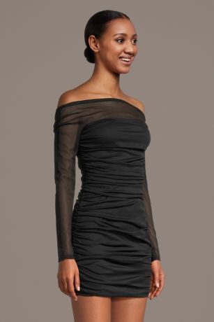Picture of Off-the-Shoulder Long Sleeve Mesh Mini Dress