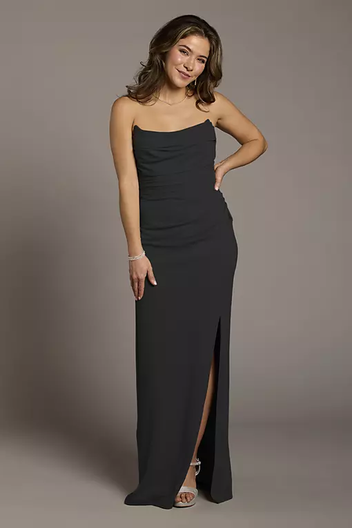 black mismatched bridesmaid dresses Mismatched Black Chiffon A-line Long Cheap Wedding Bridesmaid Dresses, QueenaBridal