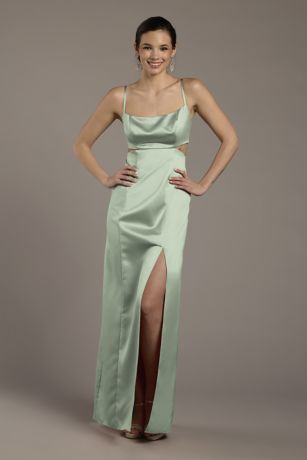 Picture of Satin A-Line Dress with Cutouts
