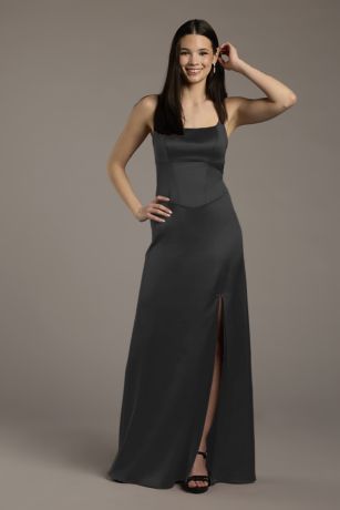 Picture of Stretch Satin Basque Waist Sheath Dress