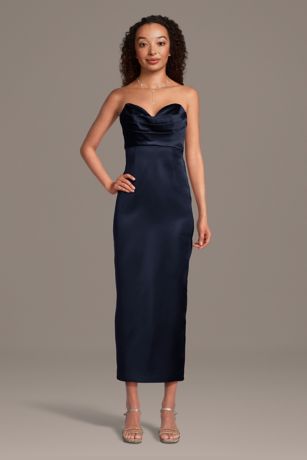 Picture of Stretch Satin Sculpted Neckline Sheath Dress