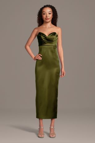 Picture of Stretch Satin Sculpted Neckline Sheath Dress