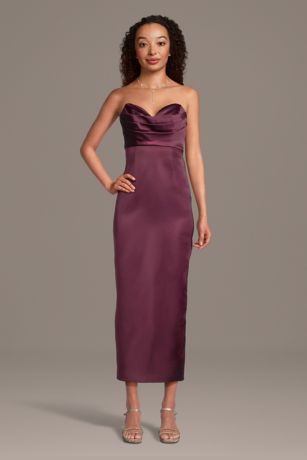 Picture of Stretch Satin Sculpted Neckline Sheath Dress