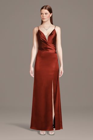 Picture of Stretch Satin Pleated Waistline Sheath Dress