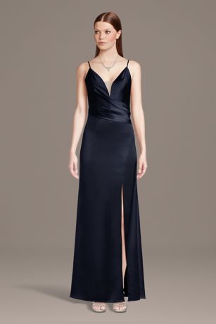 Picture of Stretch Satin Pleated Waistline Sheath Dress