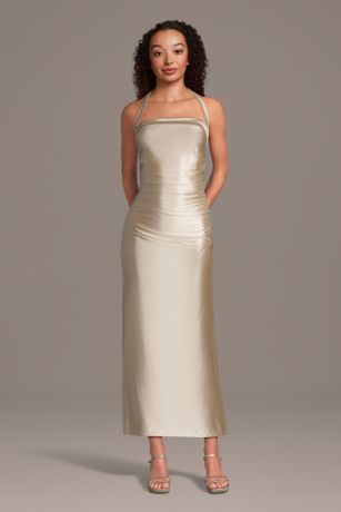 Picture of Sculpting Satin Halter Sheath Dress