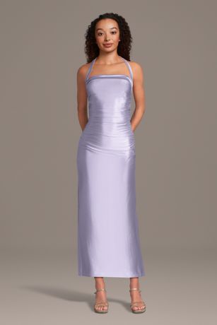 Picture of Sculpting Satin Halter Sheath Dress
