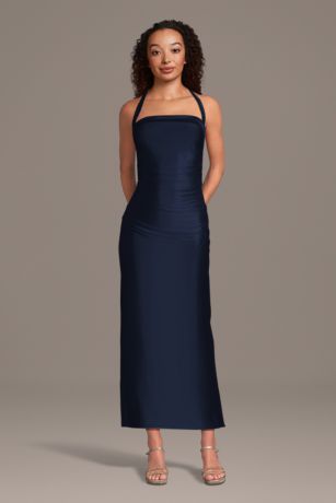 Picture of Sculpting Satin Halter Sheath Dress