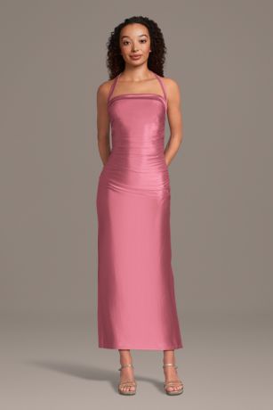 Picture of Sculpting Satin Halter Sheath Dress