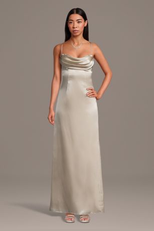 Picture of Charmeuse Cowl Neck Spaghetti Strap Sheath Dress