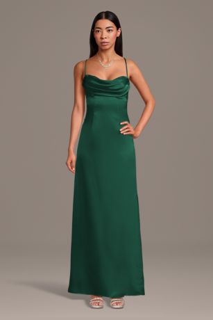 Picture of Charmeuse Cowl Neck Spaghetti Strap Sheath Dress