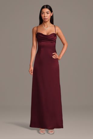 Picture of Charmeuse Cowl Neck Spaghetti Strap Sheath Dress