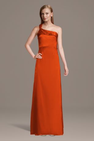 Picture of Charmeuse One-Shoulder Sheath Dress with Streamer