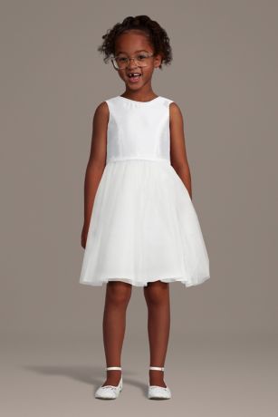Picture of Pearl Trim Taffeta Tank Flower Girl Dress
