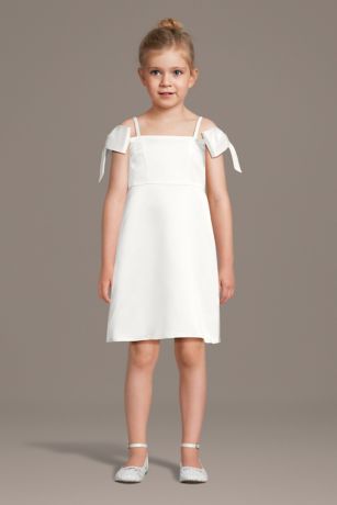 Picture of Bow Sleeve Satin A-Line Flower Girl Dress