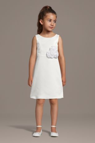 Picture of Satin Tank Flower Girl Dress with Rosettes