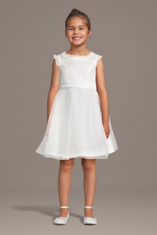 Picture of Ruffle Trim Tulle and Satin Tank Flower Girl Dress
