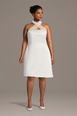 Picture of Tulle Halter Satin Mini Dress