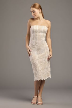 Picture of Strapless Lace Sheath Midi Dress