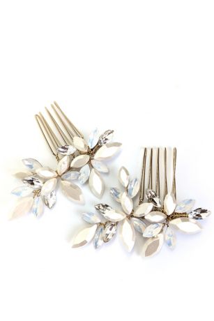Picture of Opal and Crystal Floral Comb Set