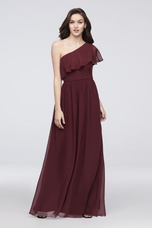 one shoulder flounce dress