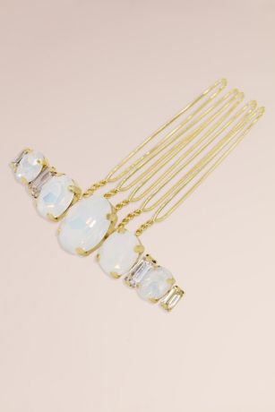 Picture of Graduated Genuine Opal and Crystal Baguette Comb