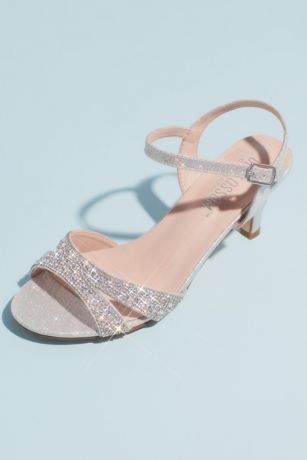 Allover Crystal Quarter-Strap Low Heels | David's Bridal