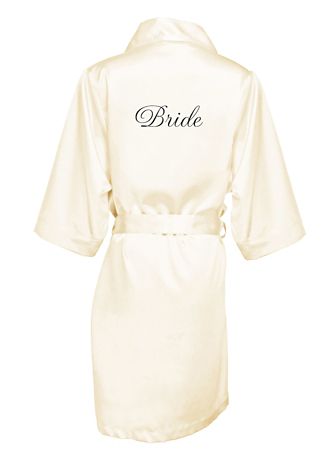 Embroidered Bride Satin Robe David's Bridal