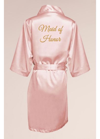 Embroidered Maid of Honor Satin Robe - Wedding Gifts & Decorations