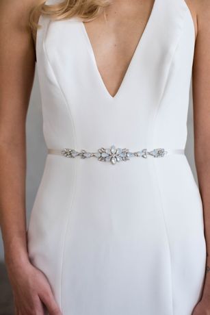 Picture of Opal and Swarovski Crystal Floral Motif Sash