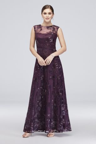 Picture of Floral-Embroidered Illusion Ball Gown