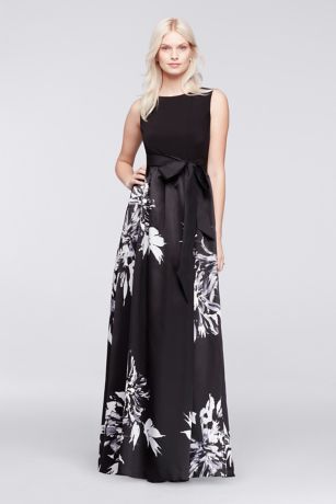 david's bridal black floral dress