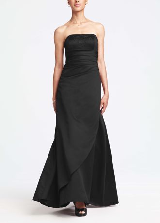 Satin Ball Gown Featuring Side Ruching and Beading | David's Bridal