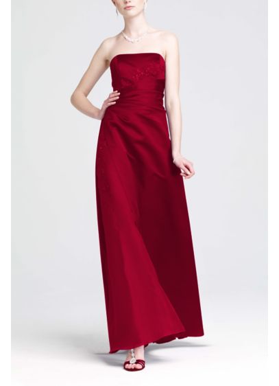 Long Red Structured David's Bridal Bridesmaid Dress
