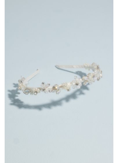 Handwired Crystal Floral and Opal Headband - Wedding Accessories