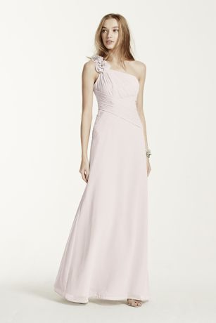 one shoulder chiffon wedding dress