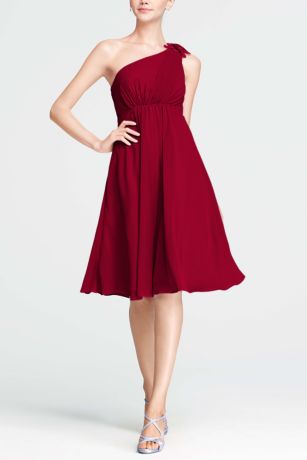 david's bridal one shoulder chiffon
