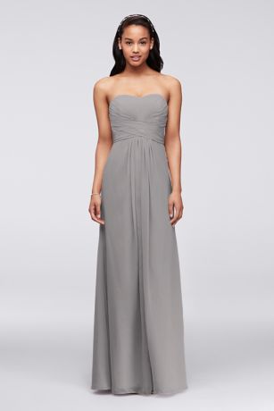 david's bridal grey long dress