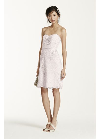 Short Pink Soft & Flowy David's Bridal Bridesmaid Dress