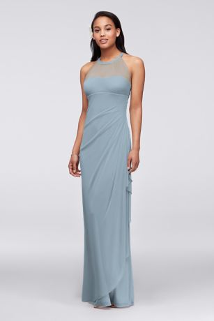 Picture of Sleeveless Long Mesh Dress with Illusion Neckline