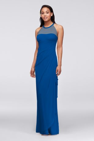 Picture of Sleeveless Long Mesh Dress with Illusion Neckline
