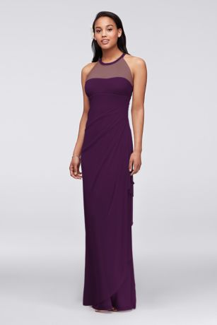 Picture of Sleeveless Long Mesh Dress with Illusion Neckline