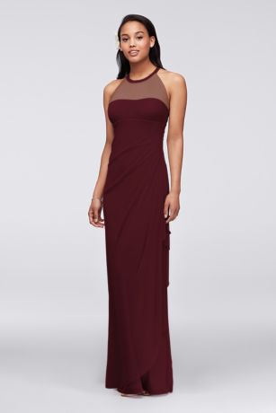 Picture of Sleeveless Long Mesh Dress with Illusion Neckline