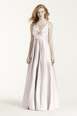 david's bridal satin tank long ball gown