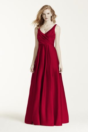 david's bridal red satin dress